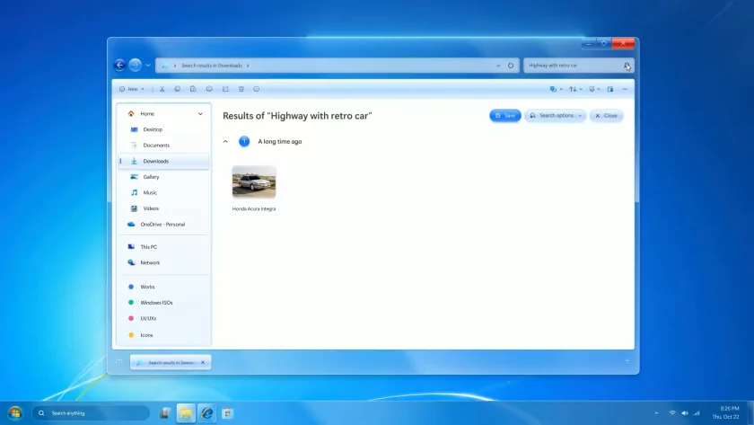 В сети показали концепт Windows 7 Remastered с элементами Fluent Design и ИИ-поиском