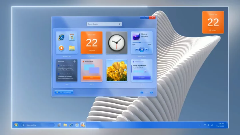 В сети показали концепт Windows 7 Remastered с элементами Fluent Design и ИИ-поиском