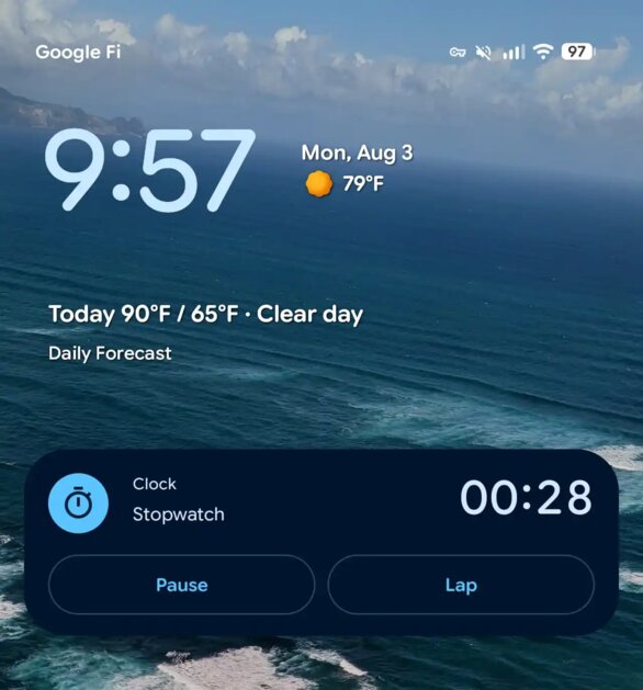 В Google Clock 9.0 для таймера и секундомера появились интерактивные уведомления: вот как выглядят