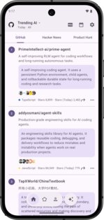 GitHub Trending & Hacker News 1.8.0. Скриншот 1