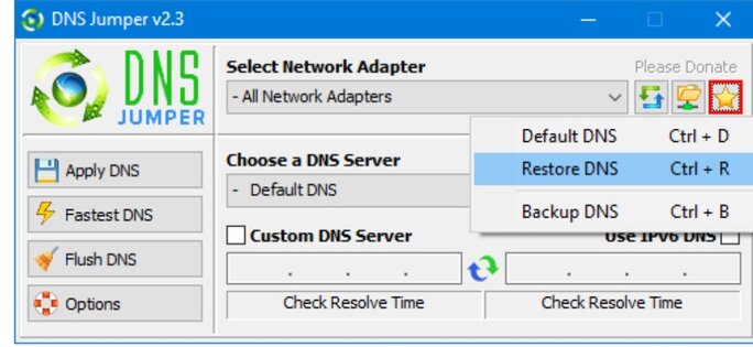 DNS Jumper. Скриншот 1