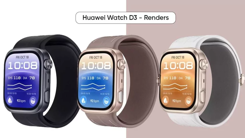 Представлены рендеры Huawei Watch D3 — тонких смарт-часов с датчиком артериального давления