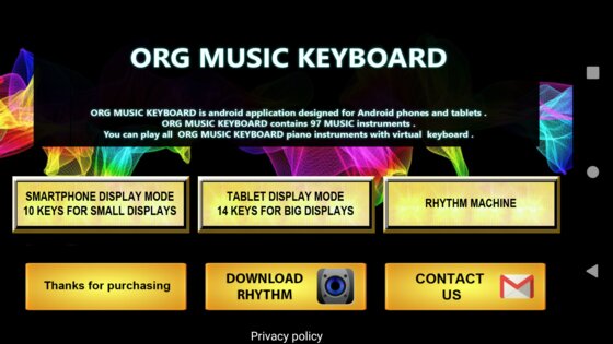 ORG Music Keyboard Simulator 1.1.2. Скриншот 2