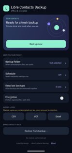 Libre Contacts Backup 2.6.0. Скриншот 1