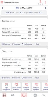 Калькулятор калорий МЗР 8.141.1. Скриншот 1