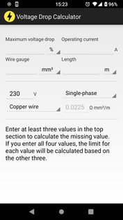 Voltage Drop Calculator 1.0.0. Скриншот 1