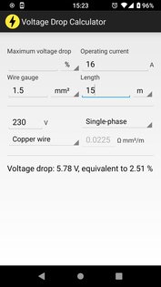 Voltage Drop Calculator 1.0.0. Скриншот 2