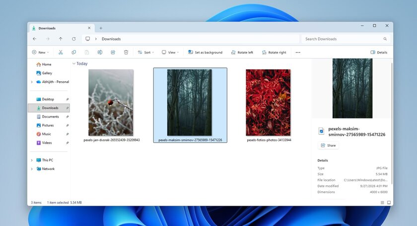 В Windows 11 могут сохраняться миниатюры удалённых фото