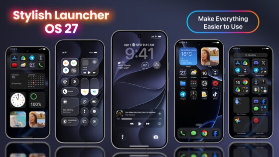 Launcher OS 27: Liquid Glass 1.2.7. Скриншот 1