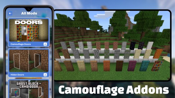 Мод Камуфляжные Двери для MCPE 387117760. Скриншот 2