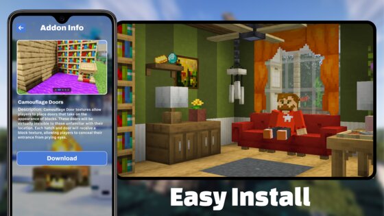 Мод Камуфляжные Двери для MCPE 387117760. Скриншот 4