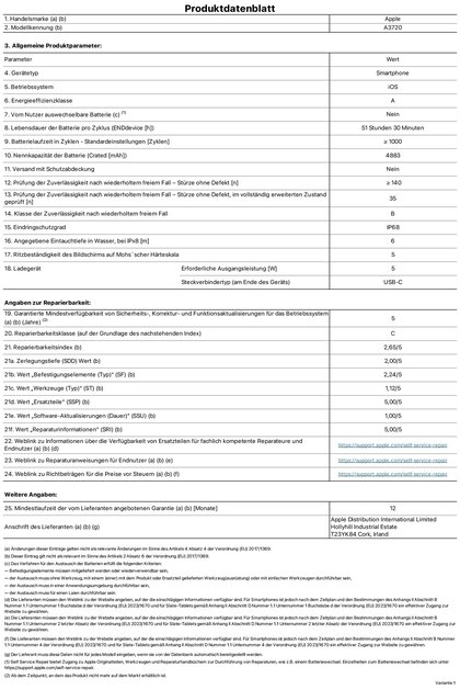 Apple раскрыла общую ёмкость двух батарей iPhone Duo — 4883 мА·ч