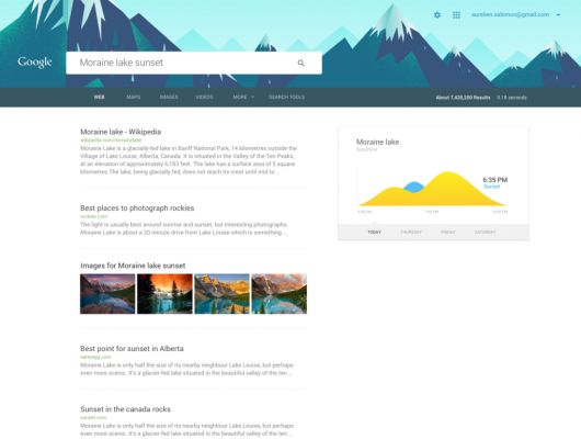 Как страница Google.Com могла бы выглядеть в материальном дизайне