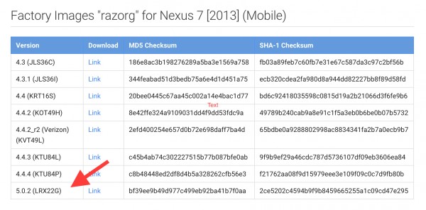 Для Nexus 7 2012 и 2013 годов выпуска в версии Mobile доступны образы Android 5.0.2 Lollipop