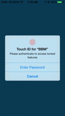 В новой версии BBM появилась поддержка Touch ID и Android Wear
