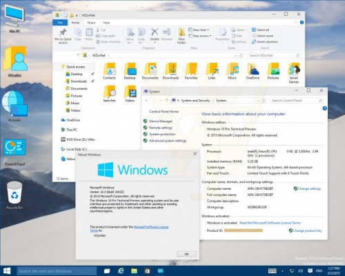 Скриншоты новой сборки Windows 10 Technical Preview с номером 10022