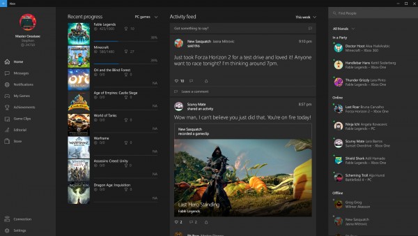 Приложение Xbox для Windows 10 получило крупное обновление