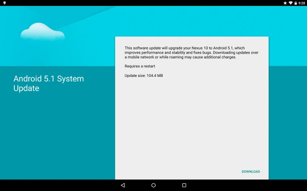 Nexus 10 получает OTA-обновление Android 5.1 Lollipop