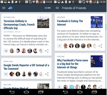 Приложения Nuzzel показывает вашу новостную ленту из Twitter и Facebook*