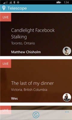 Telescope — неофициальный клиент Periscope для Windows Phone