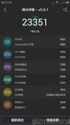 Xiaomi Redmi 2A показывает неплохие результаты в бенчмарках