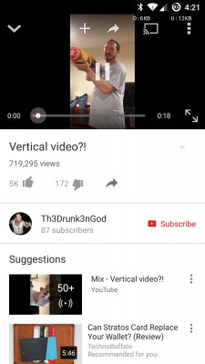 YouTube для Android наконец-то научился правильно воспроизводить вертикальные видео