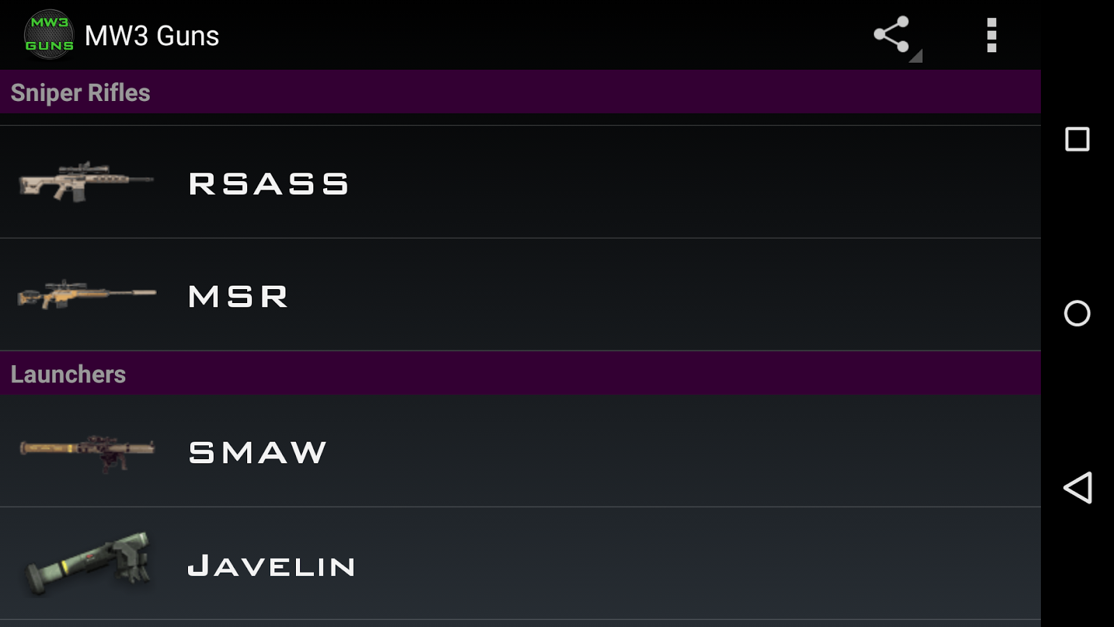 MW3 Guns 1.9. Скриншот 1