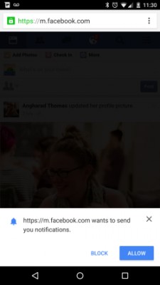 Мобильная версия Facebook* теперь работает с уведомлениями через Chrome