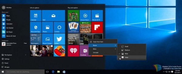 В сеть попала новая сборка Windows 10 с улучшенным меню «Пуск»