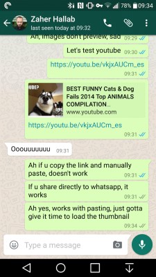 WhatsApp* для Android начал отображать превью ссылок в чатах