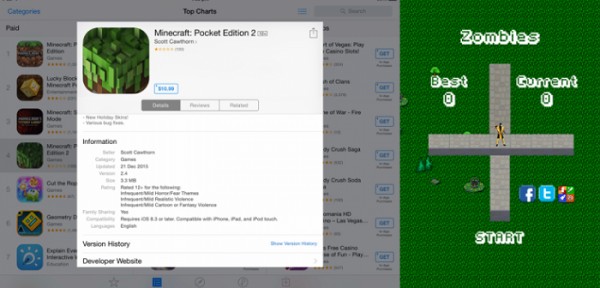 Фальшивое приложение Minecraft: Pocket Edition 2 бьёт рекорды по скачиваниям