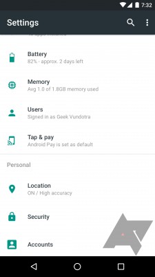Каким будет меню настроек в Android N