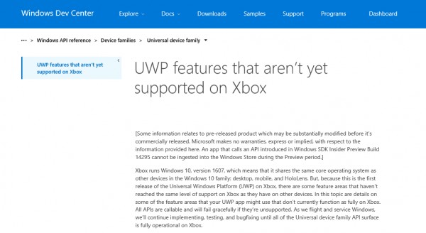 В документации для разработчиков обнаружилось упоминание Windows 10 версии "1607"