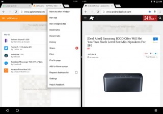 Android N DP3 позволяет запускать Chrome в двух окнах