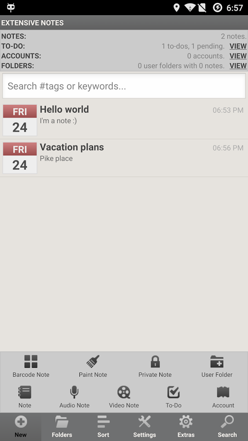 Extensive Notes Lite 1.0.64. Скриншот 3