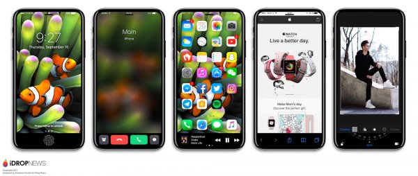 Свежие рендеры iPhone 8 показывают варианты использования панели Touch Bar