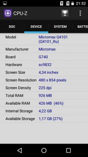 Обзор Micromax Q4101 Bolt Warrior 1 plus — Железо. 2