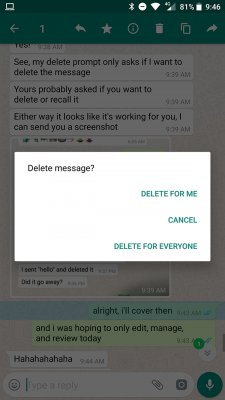 WhatsApp* научился удалять сообщения