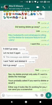 WhatsApp* научился удалять сообщения