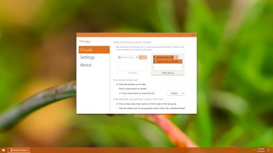 Groupy добавляет вкладки в интерфейс окон Windows