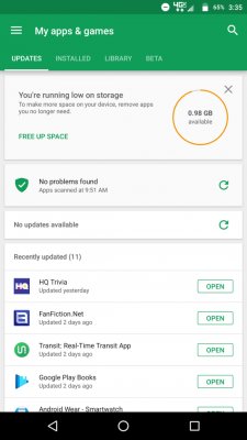 Google Play заранее напомнит о заполненной памяти устройства
