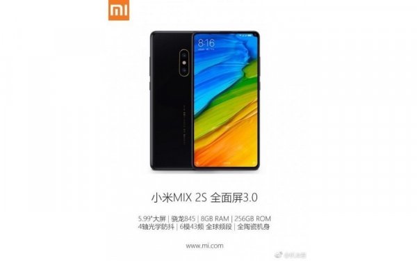 Характеристики Xiaomi Mi Mix 2s слиты в сеть