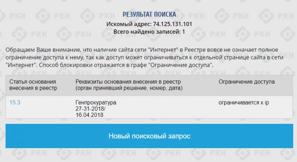Роскомнадзор заблокировал IP-адреса Google