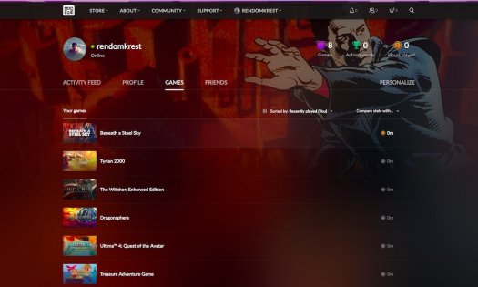 На платформе GOG появились профили
