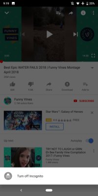 YouTube для Android обзавелся режимом инкогнито