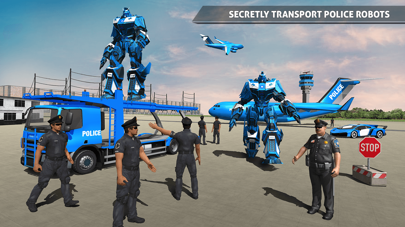 Скачать Police Robot Car Transporter 1.27 для Android