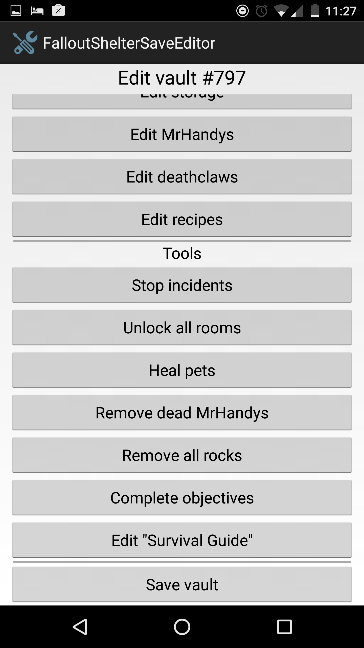 Скачать Fallout Shelter Save Editor 1.6.8 для Android