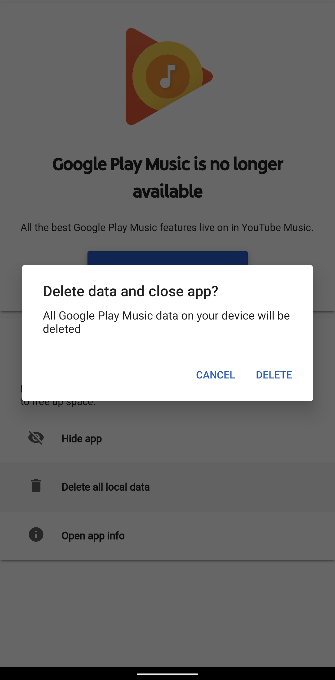 Google Play Музыка получила последнее обновление — приложение просит удалить  себя