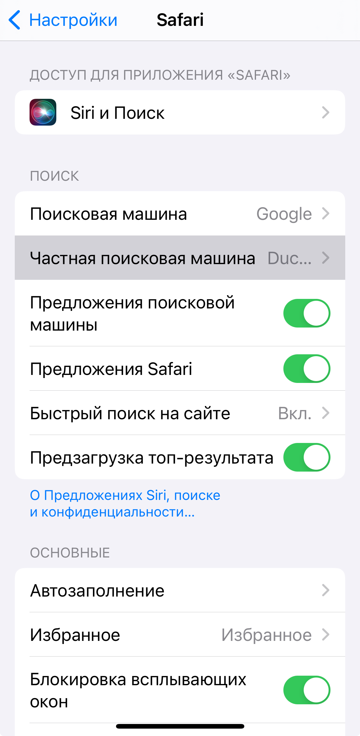 В iOS 17 можно выбрать поисковую систему для приватного просмотра