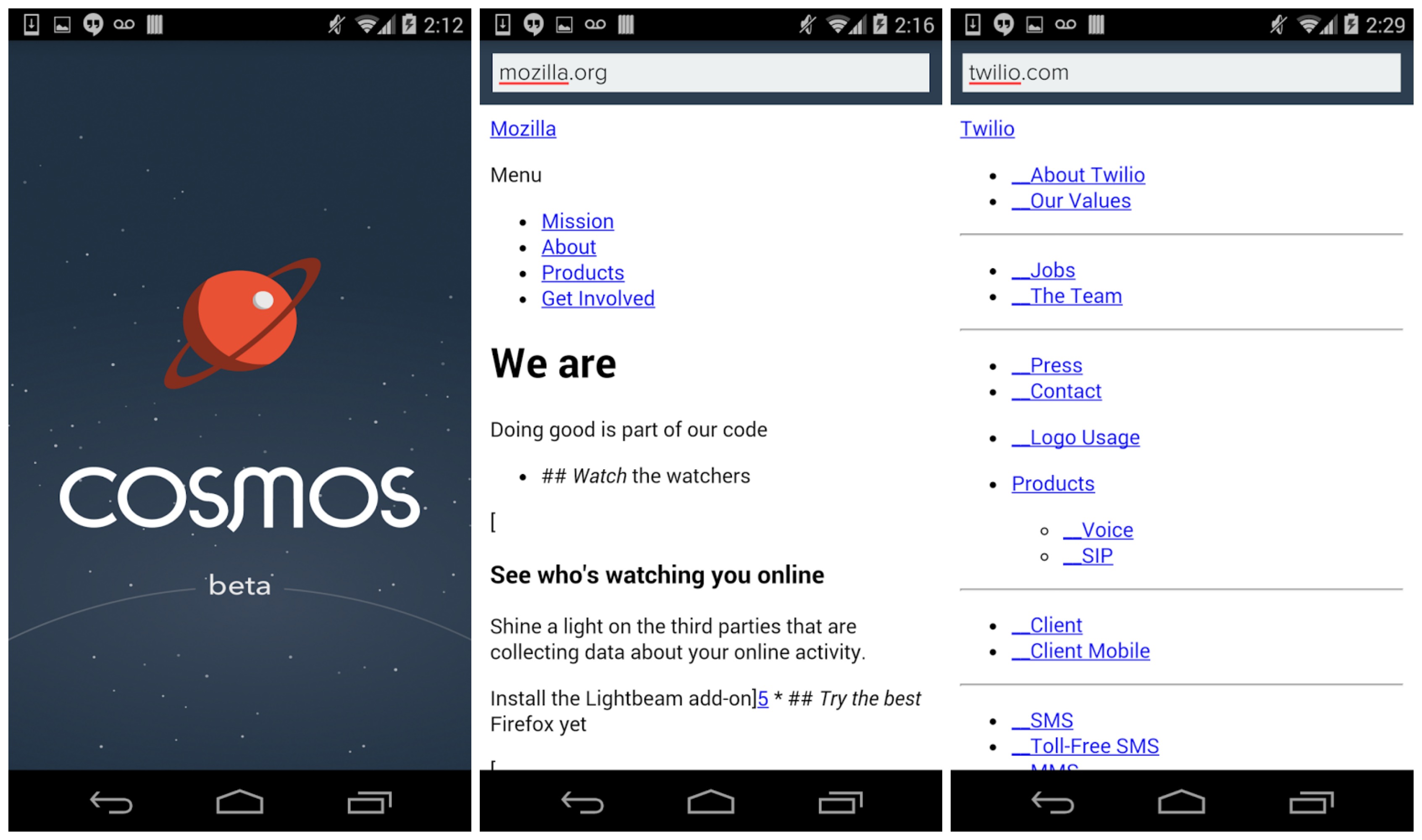 Cosmos Browser для Android: просматривайте веб-страницы без подключения к  Интернету!